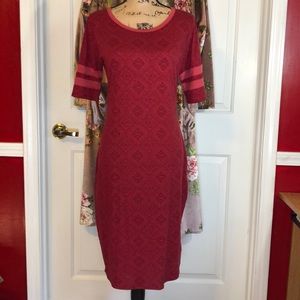 NWOT LULAROE Dark Red MED Cotton Dress with sleeves
